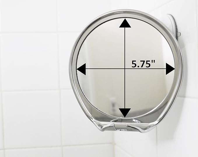 JiBen Fogless Shower Mirror with Power Locking Suction Cup, Built-in Razor Hook and 360 Degree Rotating Adjustable Arm, Personal Fog Free Bathroom Shaving Mirror (Chrome)