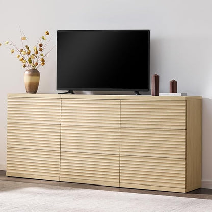 SICOTAS Buffet Cabinet with Storage, Fluted Accent Sideboard Modern Credenza with Larger Drawers, Mid Century Media Console Coffee Bar Table Liquor Cabinet for Dining Room Entryway Kitchen (4 Pieces)