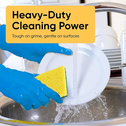 Scrubee Heavy Duty Scrub Large Sponge with Scouring Pad, Kitchen Dishwashing, Sink, Pot and Frying Pan Cellulose Scrubber Sponge Non Scratch. By Superio… (6" 3 Pack)