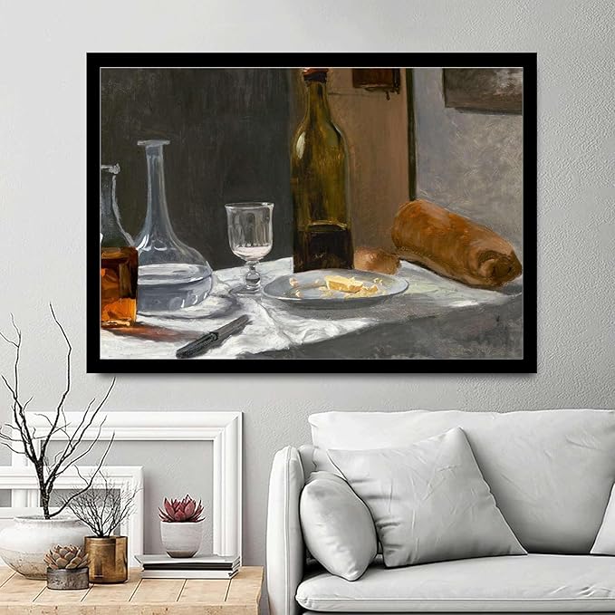 SENLYCH Canvas Painting Poster and Print Pictures Vintage Bar Cart Wall Art Bar Cart Decor Kitchen Wall Art Moody Wall Art Living Room and Bedroom Home Decoration 8x12inch Solid Wood Frame