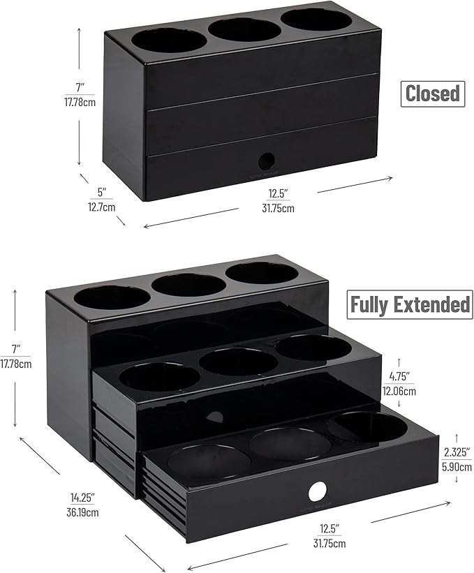 Mind Reader Coffee Syrup Station, Coffee Bar Accessories, Countertop Organizer, Acrylic, 14.25"L x 12.5"W x 7"H, Black
