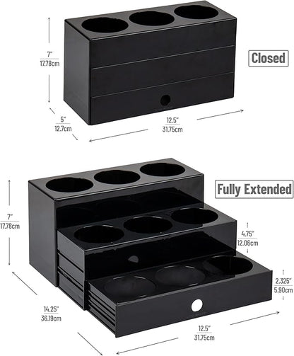 Mind Reader Coffee Syrup Station, Coffee Bar Accessories, Countertop Organizer, Acrylic, 14.25"L x 12.5"W x 7"H, Black