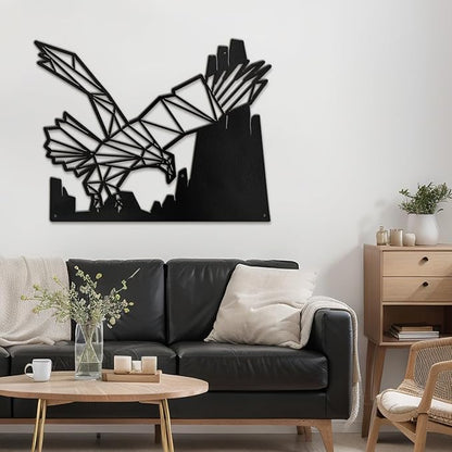 SIGNLEADER Metal Wall Art Decor Eagle Preying Modern Abstract Wall Sculpture Hangings Home Decoration for Living Room, Bedroom, Bathroom, Kitchen, Outdoor - 18" Black