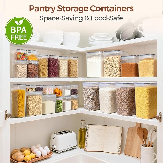 ComSaf Food Storage Containers with Lids Set of 3 (2L/2.1Qt) (1.4L/1.5Qt) (0.8L/0.8Qt), Airtight Food Storage Container, Plastic Canister Sets for Kitchen, Pantry Organizer for Sugar, Cereal and Snack