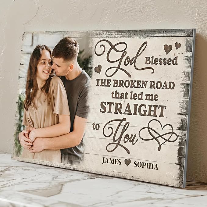 Love Signal Personalized Wall Art for Couples, Custom Photo Print Canvas/Poster/Frame, Valentine Day, Anniversary, Wedding, Birthday Gifts for Him Her Boyfriend Girlfriend, Husband Wife Bedroom Decor