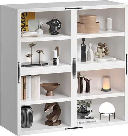 4-Tier Stackable Cube Storage Organizer, DIY Bookcase with 4 Removable Open Shelves & Anti-Tip Design, Cube Book Shelf for Bedroom, Office, Dorm,30" W x 11.81" D x 30" H, White
