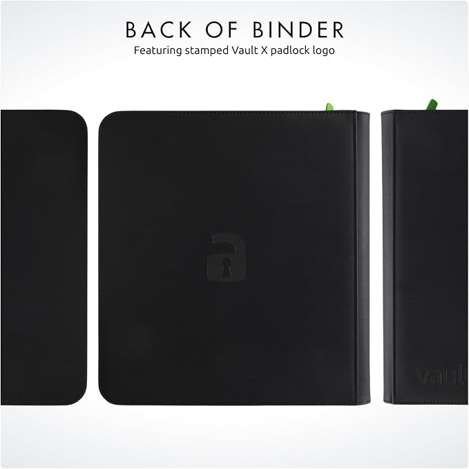 Vault X 12 XL Pocket Zip Binder, 624 Cards, Exo-Tec Material, 26 Side-Loading Pages (Black)