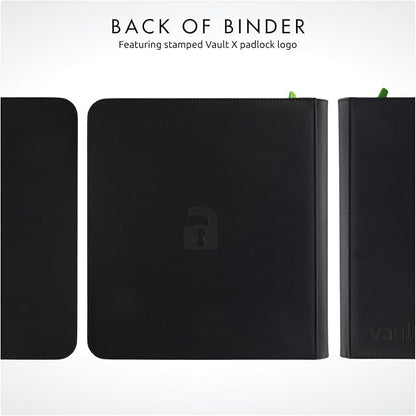 Vault X 12 XL Pocket Zip Binder, 624 Cards, Exo-Tec Material, 26 Side-Loading Pages (Black)