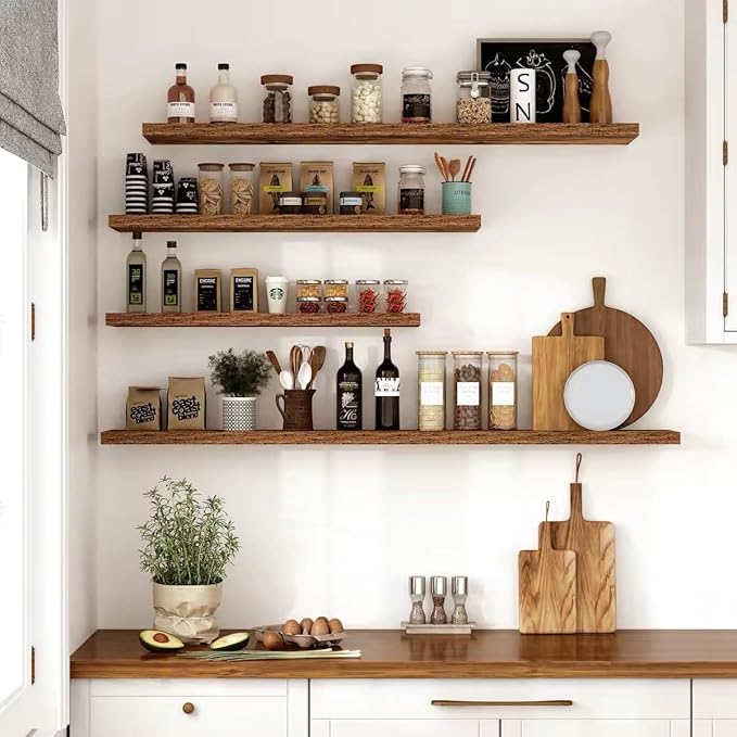 Vivelove 10 Inch Deep Floating Shelves 10 inch Long, 10 x 10 Wide Wall Shelves with Invisible Brackets, for Bedroom Bathroom Living Room Kitchen Office, Farmhouse Home Decor, Set of 2, Rustic Brown