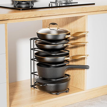 ORDORA Pots and Pans Organizer Rack under Cabinet 13.58" Tall, 5-Tier Pan Organizers inside Cabinet, Space Saving Kitchen Storage Pot Rack for Baking Pan Cast Iron Skillets Cookware - No Assembly