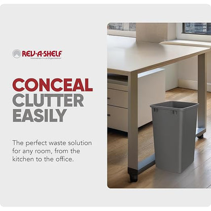 Rev-A-Shelf 2-Pack 35 Quart Polymer Replacement Trash Bin, Recycle Waste Garbage Container for Kitchen Cabinet Pullouts, Gray, RV-35-13-2 - Large Plastic Bins for Home and Office