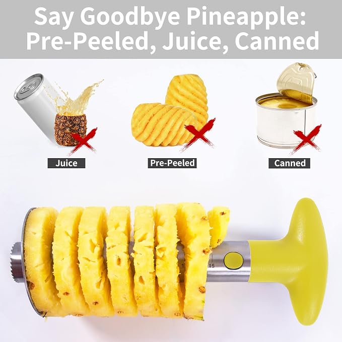 OOKUU Pineapple Corer Cutter, Stainless Steel Fruit Peeler Slicer - Upgraded, Reinforced Thicker Blade, Core Remover with Measure Mark, Kitchen Tool for Diced Pineapple Rings