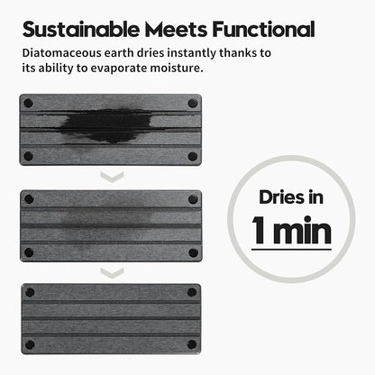 Razborci 2 Pack Fast Drying Water Absorbing Diatomite Stone Mat Tray for Kitchen & Bathroom Counter - Instant Dry Sink Caddy Organizer - Vanity Holder for Soap and Sponge – Charcoal 10" x 4"