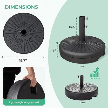 JEAREY 81.5lb Max Capacity Patio Umbrella Stand, Outdoor Umbrella Base Water Filled Stand, Heavy Duty Market Umbrella Holder for Patio, Deck, Poolside (Black)