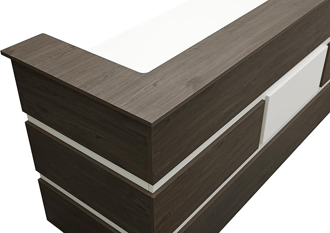 Mares 87" Wood Office Reception Desk Counter & Drawers w/Telescopic Rails & Chrome Handles | Cable Grommet Holes | Option to Add Logo | Front Table Furniture Nail Hair Beauty Salon Spa Restaurant