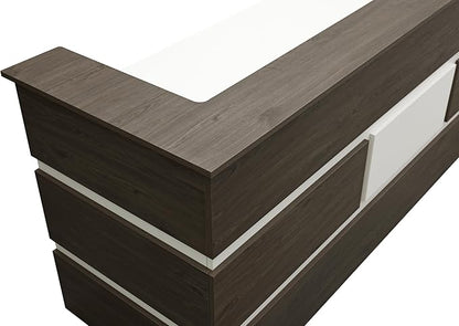 Mares 87" Wood Office Reception Desk Counter & Drawers w/Telescopic Rails & Chrome Handles | Cable Grommet Holes | Option to Add Logo | Front Table Furniture Nail Hair Beauty Salon Spa Restaurant