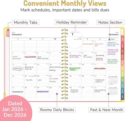 Forvencer 2026 Planner, Hardcover Calendar Planner Weekly and Monthly, Jan 2026 - Dec 2026, 8.5" x 11", Spiral Agenda Book with Tabs, Exquisite Daily Journal Organizer for Home School, Purple