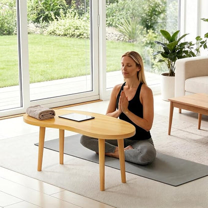 Mango Coffee Table Low Table with 4 Solid Wood Sturdy Legs,Floor Table Desk for Sitting on The Floor,19.7"D x 31.5"W x 16"H Inches,Living Room/Toy room Furniture,Rental house Furniture(Natural-Mango)