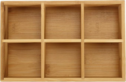 Dicunoy 2 Pack Bamboo Tea Bag Organizers, Wood Tea Bag Storage for Drawers with 6 Roomy Compartments, Sturdy Tea Chest Boxes for Shelf, Coffee Station, Sugar Packet, Sweeteners, Small Packets