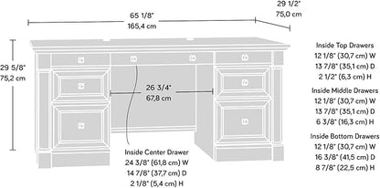 Sauder Palladia Office Desk with Drawers, Executive Desk with File Cabinet Storage, Cable Management, Keyboard Tray, in Split Oak Finish