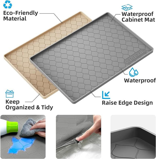 Winisok Silicone Under Sink Mat 40" x 22", kitchen Essentials and Gadgets, Shelf liner and Cabinet Protector, Home Organizers and Storage, Waterproof Bathroom Tray