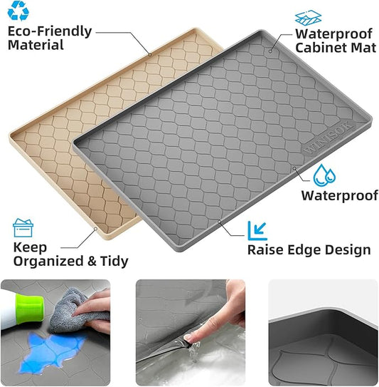 Winisok Silicone Under Sink Mat 28" x 22", kitchen Essentials and Gadgets, Shelf liner and Cabinet Protector, Home Organizers and Storage, Waterproof Bathroom Tray