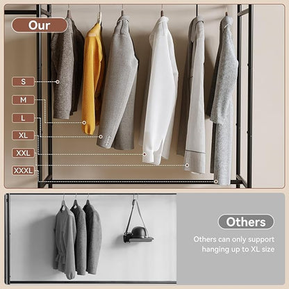 Portable Wardrobe Closet, Triple Column, Clothes Rack for Bedroom with Hanging Areas and Storage Shelves, Tall Freestanding Clothes Organizer