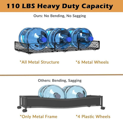 NADAMOO 5.4 in Low Profile Under Bed Storage, 36.6" Ultra Long Metal Underbed Organizer with 6 Smooth Rolling Wheels, 110 lbs Heavy Duty Foldable Under Bed Container for Shoes, Clothes, Toys, 2 Packs