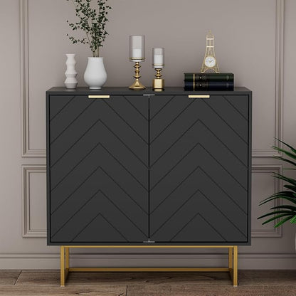 Scurrty 31.5" Black Sideboard Buffet Cabinet with Storage, Cabinet with Doors & Adjustable Shelf for Living Room & Kitchen