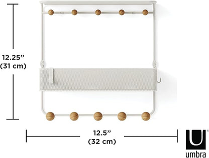 Umbra Estique Entryway Organizer with Hooks and Shelves, W/Shelf, White (Pack of 3)