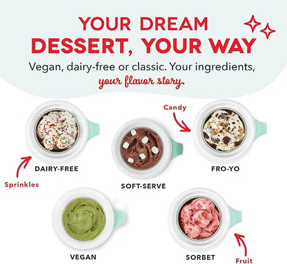 Dash My Mug Ice Cream Maker - Makes Single Serving of Gelato, Frozen Yogurt, Sorbet & More - Easy to Clean & Use - Aqua, 2 Bowls