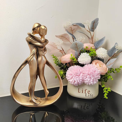 Couple Sculptures for Home Decor, Anniversary Statue Gifts, Hugging Couple Figurines, Modern Romantic Sculptures for Living Room, Bedroom, Office Decor (Rose Gold)