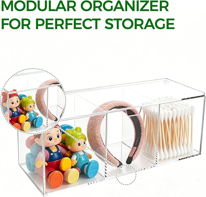 Lovemolly Acrylic Coffee Pod Organizer with Lid - 24 Pod Capacity, 3-Compartment Clear Coffee Bar Storage for Single Serve Capsules, Creamer Singles & Sugar Packets