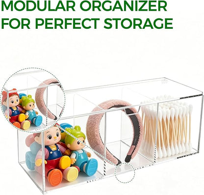 Lovemolly Acrylic Coffee Pod Organizer with Lid - 24 Pod Capacity, 3-Compartment Clear Coffee Bar Storage for Single Serve Capsules, Creamer Singles & Sugar Packets