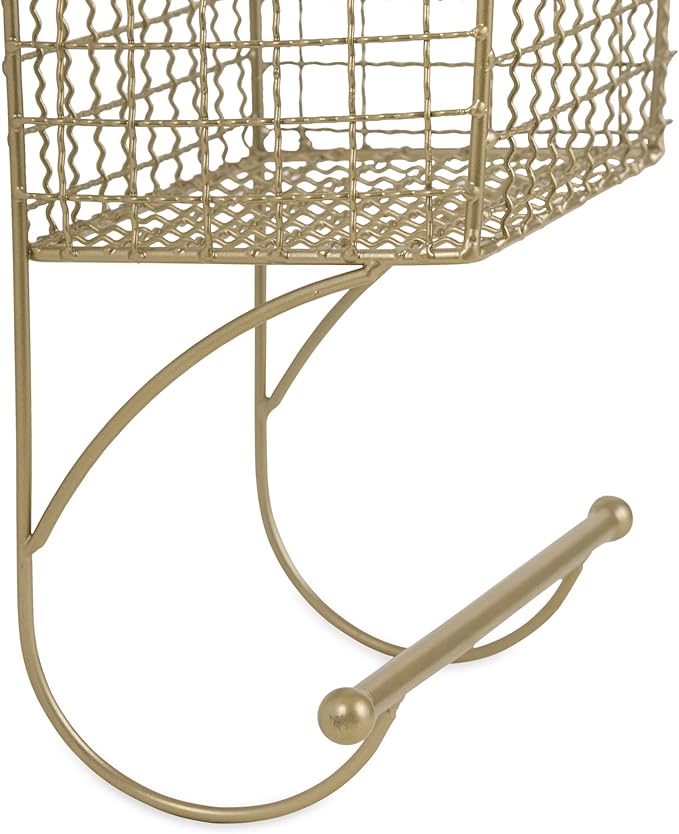 DII Rustic Farmhouse Bathroom Décor, Metal Storage, Small Towel Bar, Gold