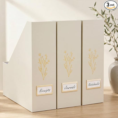 Beautiful Magazine Holder Set of 3 - Sturdy File Holder to Organize Your Desk Or Shelves - The Perfect Office Storage to Effortlessly Organize Your Paperwork/Files, Magazines, Books Or Binders