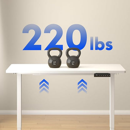 FLEXISPOT E3 Dual Motor Electric Standing Desk 48 x 30 Sit Stand Up Desk, Holds 220 lbs, Adjustable Height w/Memory Presets, One-Piece White Desktop & White Frame, Ships in 2 Boxes