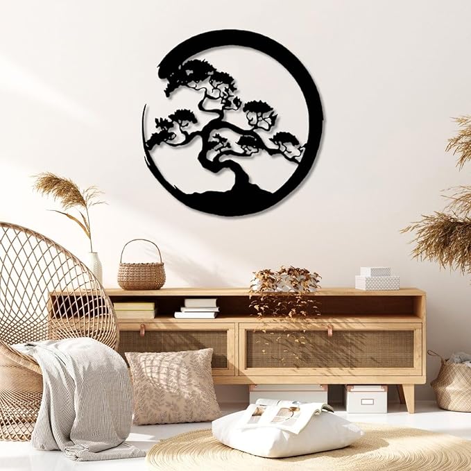 Yemwot Metal Tree of Life Wall Decor, Circle of Life Metal Trees Wall Art, Branch Art, Spiritual Decor, Modern Sculpture Decoration, Living Room Bedroom Decoration (Sliver-Tree 3, 33"x 35"| 83x90cm)