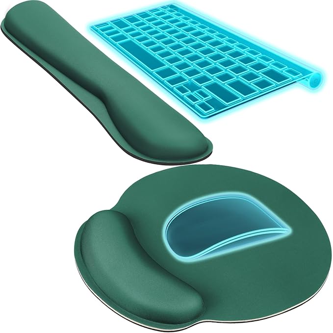 KTRIO Keyboard Wrist Rest & Mouse Pad with Wrist Rest Set, Forest Green | Memory Foam Wrist Support, Ergonomic Design, Non-Slip Base, Office and Home Use