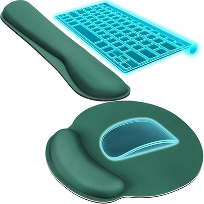 KTRIO Keyboard Wrist Rest & Mouse Pad with Wrist Rest Set, Forest Green | Memory Foam Wrist Support, Ergonomic Design, Non-Slip Base, Office and Home Use