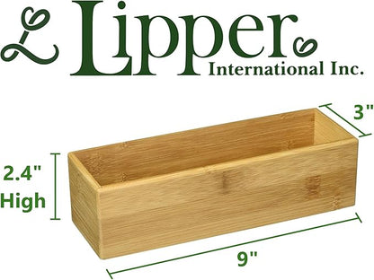 Lipper International 8381 Bamboo Wood Stacking Drawer Organizer Box, 9" x 3"