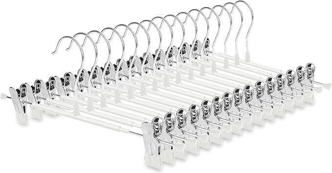 CAYUGIN-Non-Marking Anti-Slip Pants Hanger, Space-Saving Pants Clip and Skirt Clip, Jeans and Long Pants Hanger, Clothes and Pants Clip for Various Shorts and Casual Pants, Durable. (10, White)