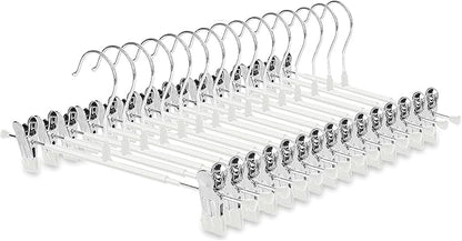 CAYUGIN-Non-Marking Anti-Slip Pants Hanger, Space-Saving Pants Clip and Skirt Clip, Jeans and Long Pants Hanger, Clothes and Pants Clip for Various Shorts and Casual Pants, Durable. (10, White)