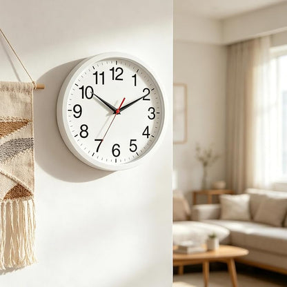 Rohioue Wall Clock Modern 8 Inch Battery Operated Silent Non Ticking Small Analog Clock Decorative for Bedroom Kitchen Bathroom Office Home (White)