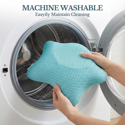 Non Slip Bath Pillow, Luxury Spa Bathtub Head & Neck Rest Support, Permeable Quick Drying Air Mesh Tub Pillow with 4 Large Suction Cups, Fits Any Tubs, Soft and Relaxing-Lake Blue