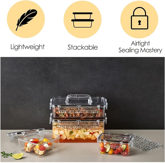 Airtight Food Storage Container With Lid (101.4 oz, With Removable Drain Tray)-BPA-Free | Dishwasher, Microwave & Freezer Safe | Leak-Proof Lids | Kimchi Storage Container | Fresher Food