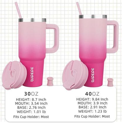 BJPKPK 30oz Stainless Steel Insulated Tumbler With Handle And Lid Straw Travel Coffee Mug Thermal Cup,Cherry Blossom