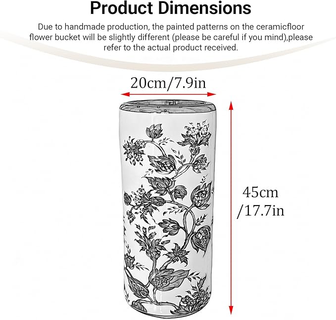 Ceramic Umbrella Stand Umbrella Holder for Entryway Hand-Made Umbrella Stand Barrels Umbrella Holder Cane Floor Standing Vase Ceramic Storage Bucket for Home Office Entrance Indoor.(B)