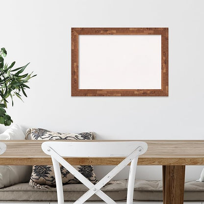 Amanti Art White Cork Board for Wall, 15x21 Vision Board with Brown Wood Frame, Small Corkboard Office Decor for Home Organization, Country Rustic Corkboard Pinboard to Display Items for Home