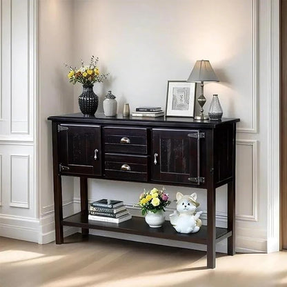 LKTART Solid Wood Farmhouse Console Table,Sofa Table with Storage Drawers and Shelves,Entryway Table for Entry Hallway Foyer Sofa Side Table,Easy Assembled(48" Espresso)